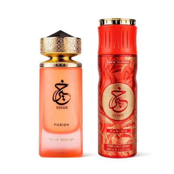 Set Paris Corner: Khair Fusion, Eau De Parfum, Unisex, 100 ml + Khair Fusion, Deodorant Spray, For Women, 200 ml